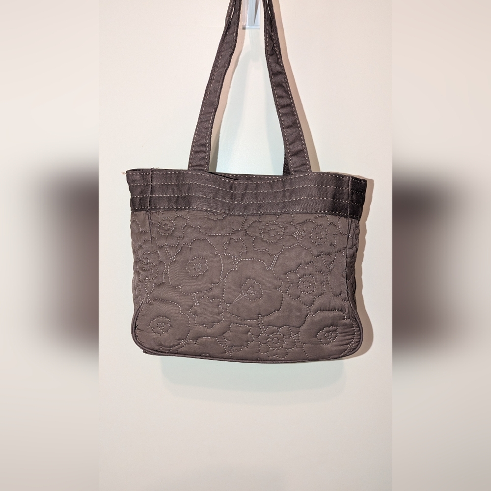 Thirty One Demi Purse Tote Bag poppy Quilted  Brown 10" x  8.5" x 5"